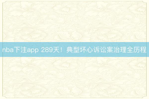 nba下注app 289天！典型坏心诉讼案治理全历程