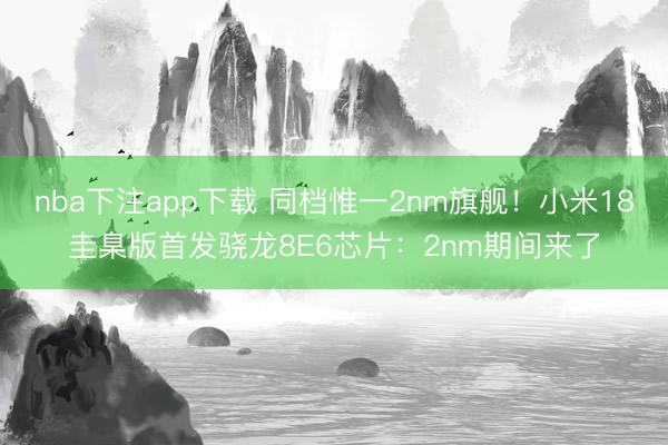 nba下注app下载 同档惟一2nm旗舰！小米18圭臬版首发骁龙8E6芯片：2nm期间来了